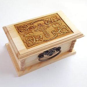 Celtic Cross Decorative Wooden Box, Latched Box
